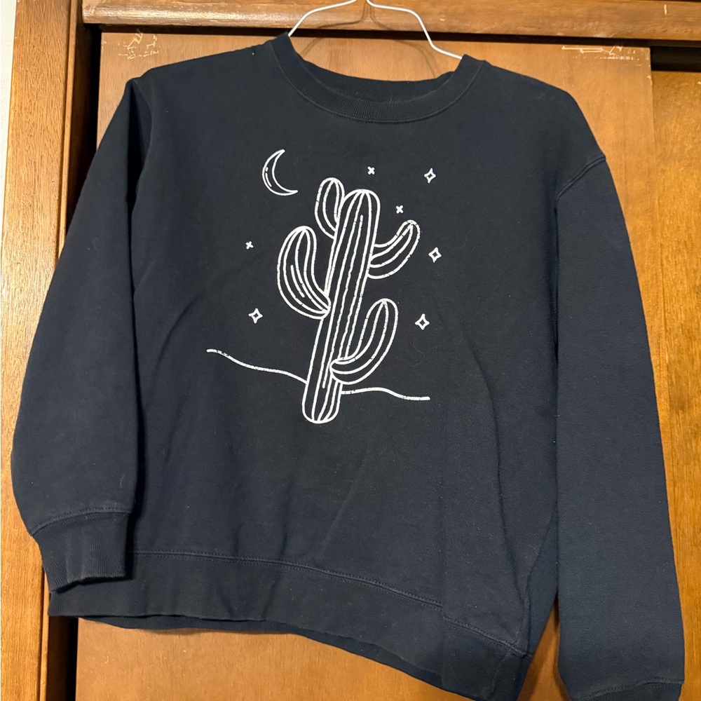 Black Sweatshirt with Cactus Design